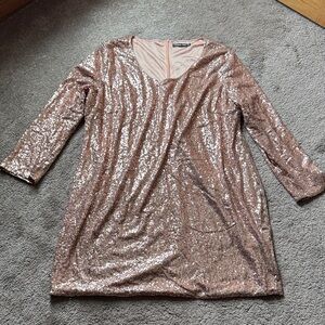 Lookbook Store Rose Gold Sequin Long Sleeve Party Dress SIZE 30W